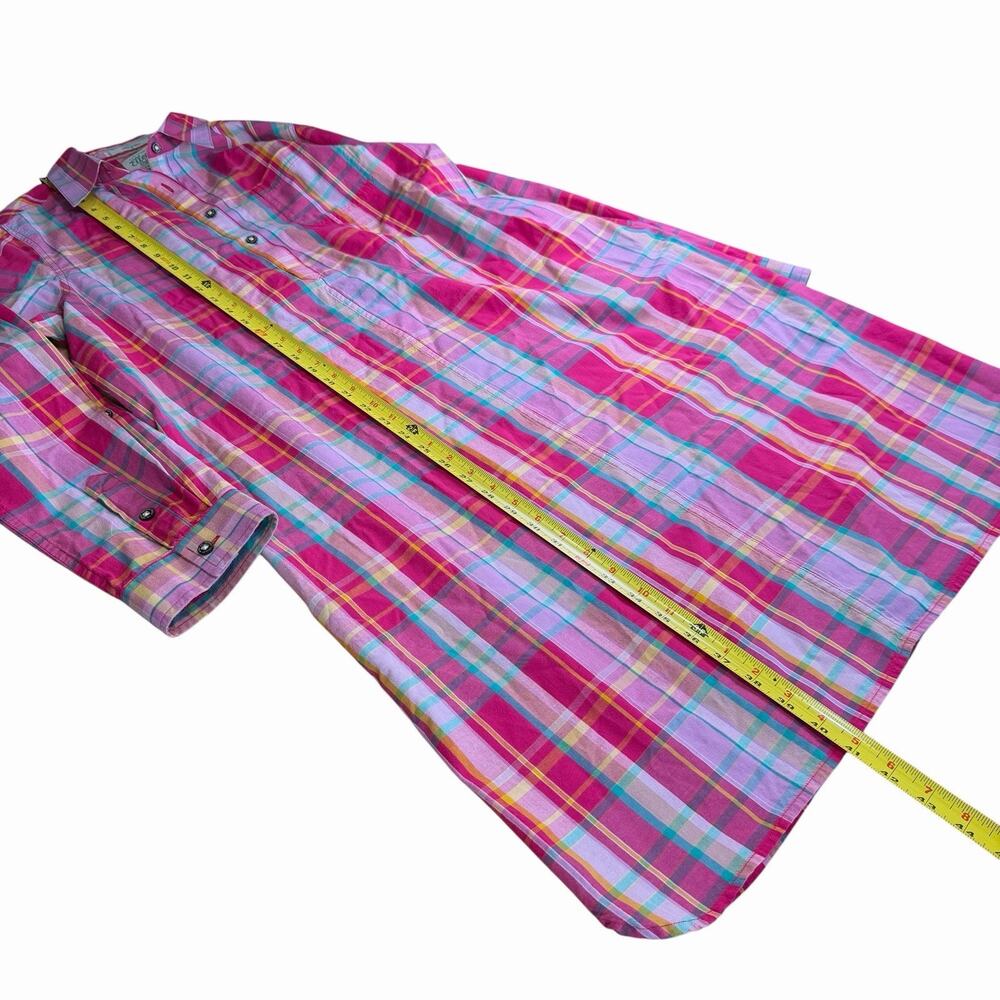 Ellen Orton Plaid Shirt Dress Pink M 74233 Preppy Prep Coastal Beach Colorful - Picture 9 of 13